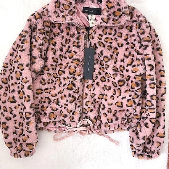 PINK VICTORIA'S SECRET Leopard Cheetah Fur Zip Teddy Bomber Jacket NWT - Picture 12 of 15